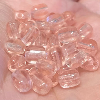 50 Translucent Pink Czech Rectangle Glass Beads