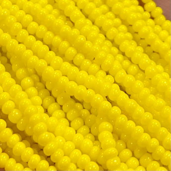 1 Hank Lemon Yellow Czech Glass Seed Beads