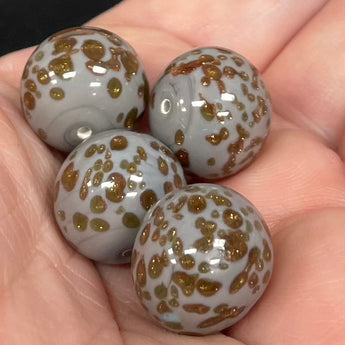 4 Vintage Japan Grey Mottled Round Glass Beads # 8236