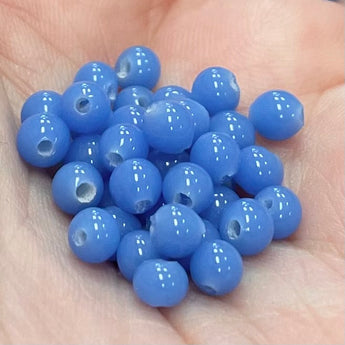 100 Handmade Opalescent Blue Japan Round Glass Beads