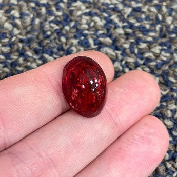 1 Vintage Japan Red Foil Oval Glass Cabochon #4818