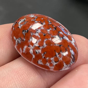 1 Vintage Japan Earthy Red Matrix Oval Glass Cabochon