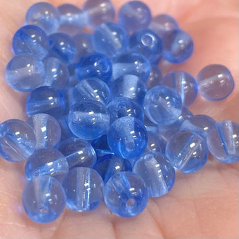 50 Sapphire Blue Czech Round Glass Beads