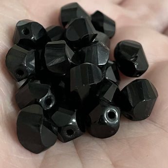 20 Faceted Black Czech Glass Beads