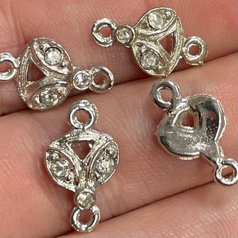 4 Vintage Rhinestone Connector Links