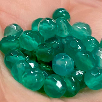 100 Green Jade Faceted Gemstone Beads