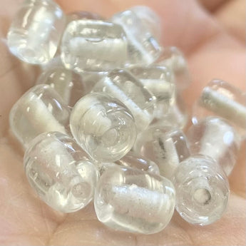 50 Vintage Clear Transparent Barrel Glass Beads #4879