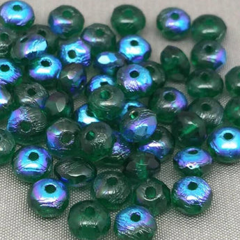 Green AB Czech Rondelle Glass Beads 