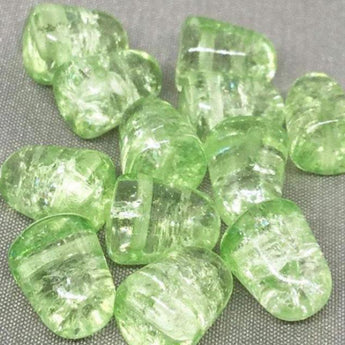 Green Crackled Gumdrop Glass Beads