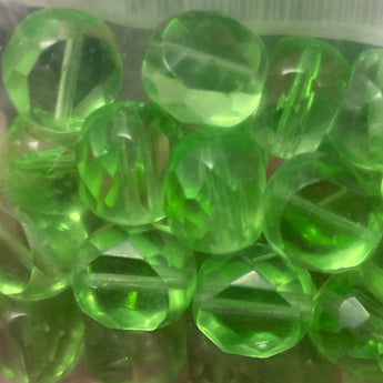 Green Czech Coin Glass Beads