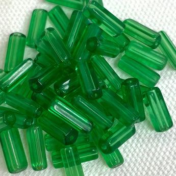 Green Czech Rectangle Glass Beads