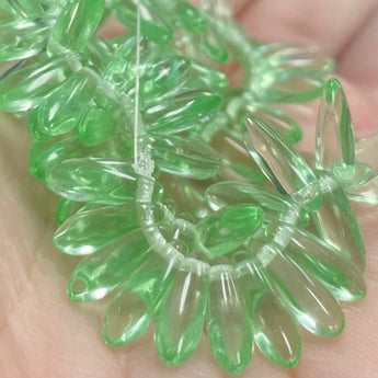 Green Light Czech Dagger Glass Beads