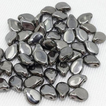 Hematite Czech Pip Glass Beads