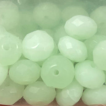 50 AB Creamy White Green Czech Rondelle Glass Beads