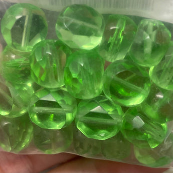 25 Green Czech Coin Glass Beads