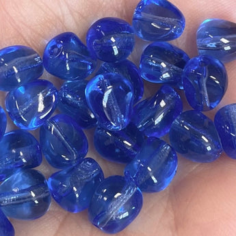 25 Vintage German Sapphire Blue Glass Beads #9115