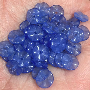 50 Vintage Japan Sapphire Scallop Rondelle Glass Beads #8521