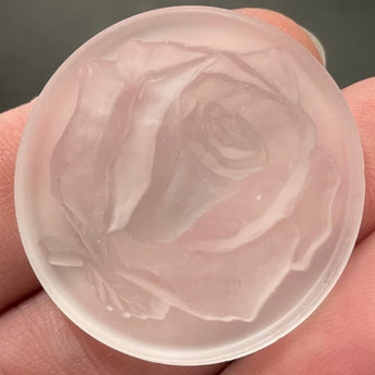 1 Clear Frosted Rose Glass Cabochon