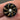 1 Vintage German Black Gold Flower Round Glass Cabochon #9317