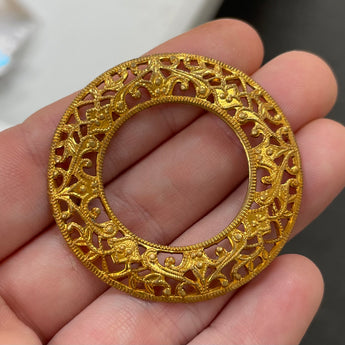 2 Vintage Lacy Filigree Gold Ring Stampings