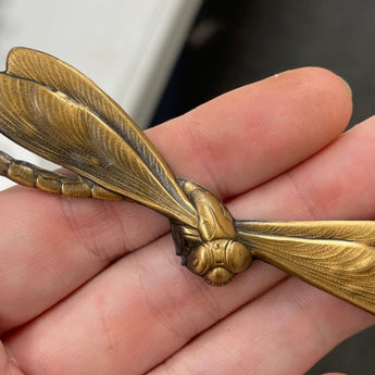 1 Vintage Plated Gold Dragon Fly Metal Finding #8409