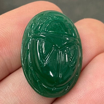 1 Vintage Jadeite Green Scarab Egyptian Oval Glass Cabochon #9127