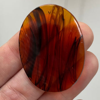 1 Vintage Big Oval Amber Slag Glass Cabochon #9184