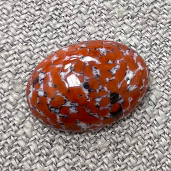 1 Vintage Japan Earthy Red Matrix Oval Glass Cabochon