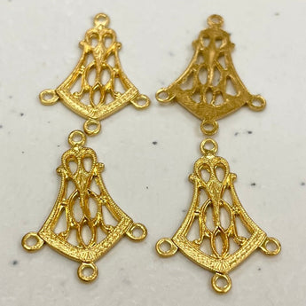 8 Vintage Gold Plated Lacy Filigree Metal Pendants