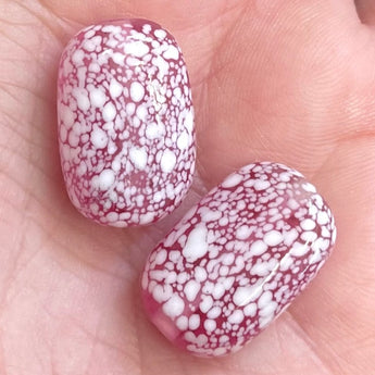 2 Vintage Mottled White Pink Japan Glass Beads