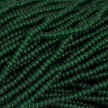 1 Hank Transparent Matte Dark Kelly Green Czech Glass Seed Beads