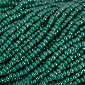 1 Hank Opaque Dark Luster Green Czech Glass Seed Beads