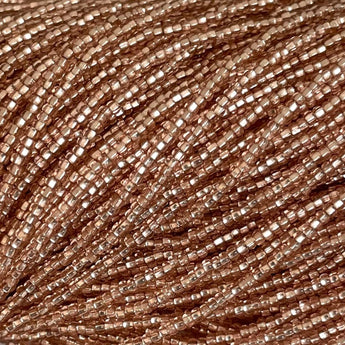 1 Hank Silver Lined Burnt Umber Czech Glass Seed Beads