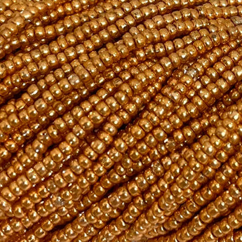 1 Hank Gold Metallic Czech Glass Seed Beads