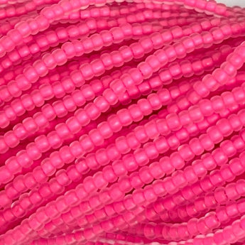 1 Hank Matte Neon Lined Pink Czech Glass Seed Beads