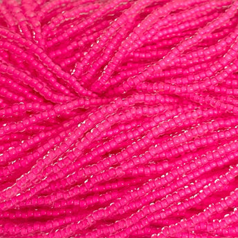 1 Hank Neon Lined Pink Czech Glass Seed Beads