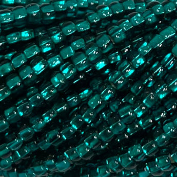 1 Hank Silver Lined Emerald Czech Glass Seed Beads