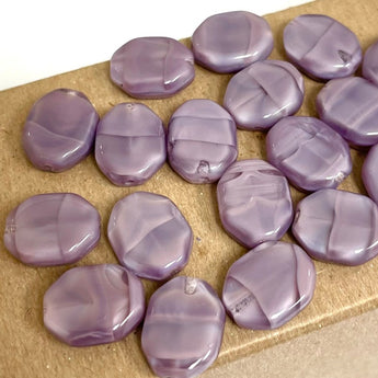 20 Vintage Creamy Purple Oval Glass Beads