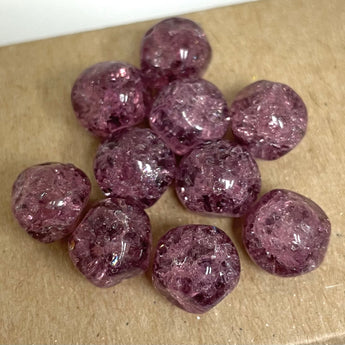 10 Vintage Purple German Crackle Baroque Glass Beads