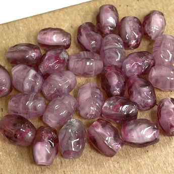 50 Vintage Czech  Amethyst Oval Glass Beads #8791