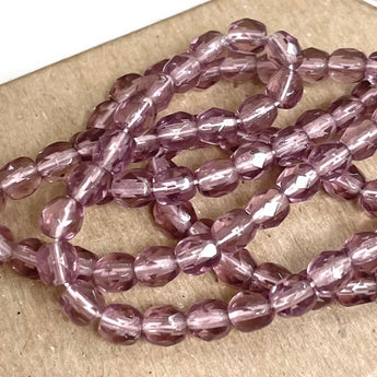 100 Transparent Purple Czech Faceted Glass Beads