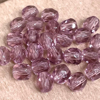 25 Vintage Amethyst Bohemian Czech Faceted Glass Beads