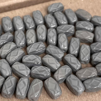 50 Vintage Czech Patterned Gray Glass Beads #4019