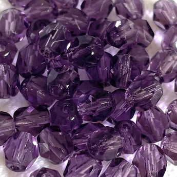 50 Grape Purple Czech Fire Polished Glass Beads