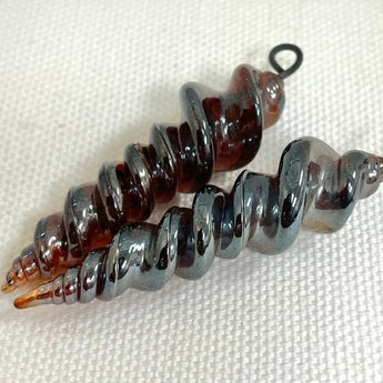 1 Vintage Haskell Japan Hand Blown Amber Twisted Glass Pendant