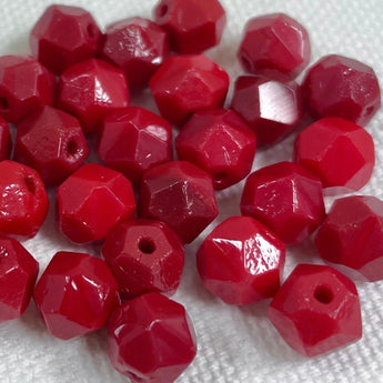 25 Vintage Red English Cut Glass Beads #8675