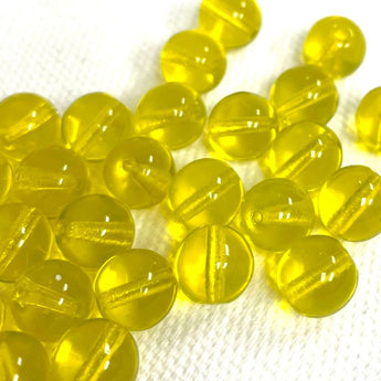 25 Golden Yellow Czech Round Glass Beads