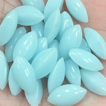 50 Light Opal Aqua Navette Glass Stones