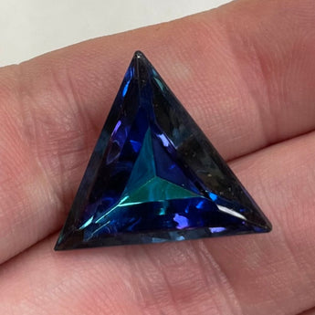 1 Vintage German Bermuda Blue Triangle Glass Stone #9450