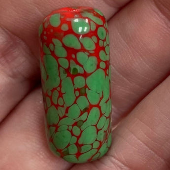 1 Vintage Mottled Green Red Italian Glass Bead